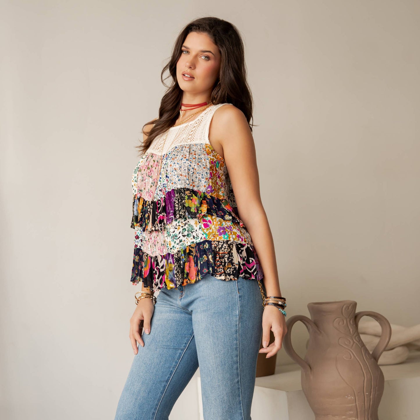 Desert Dream Moonlight Tiered Lace Ruffle Ranch Top — image 12