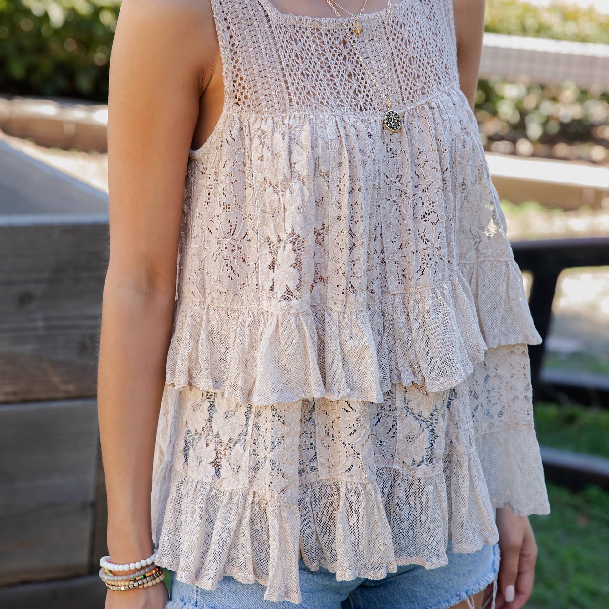 Desert Dream Moonlight Tiered Lace Ruffle Ranch Top — image 15
