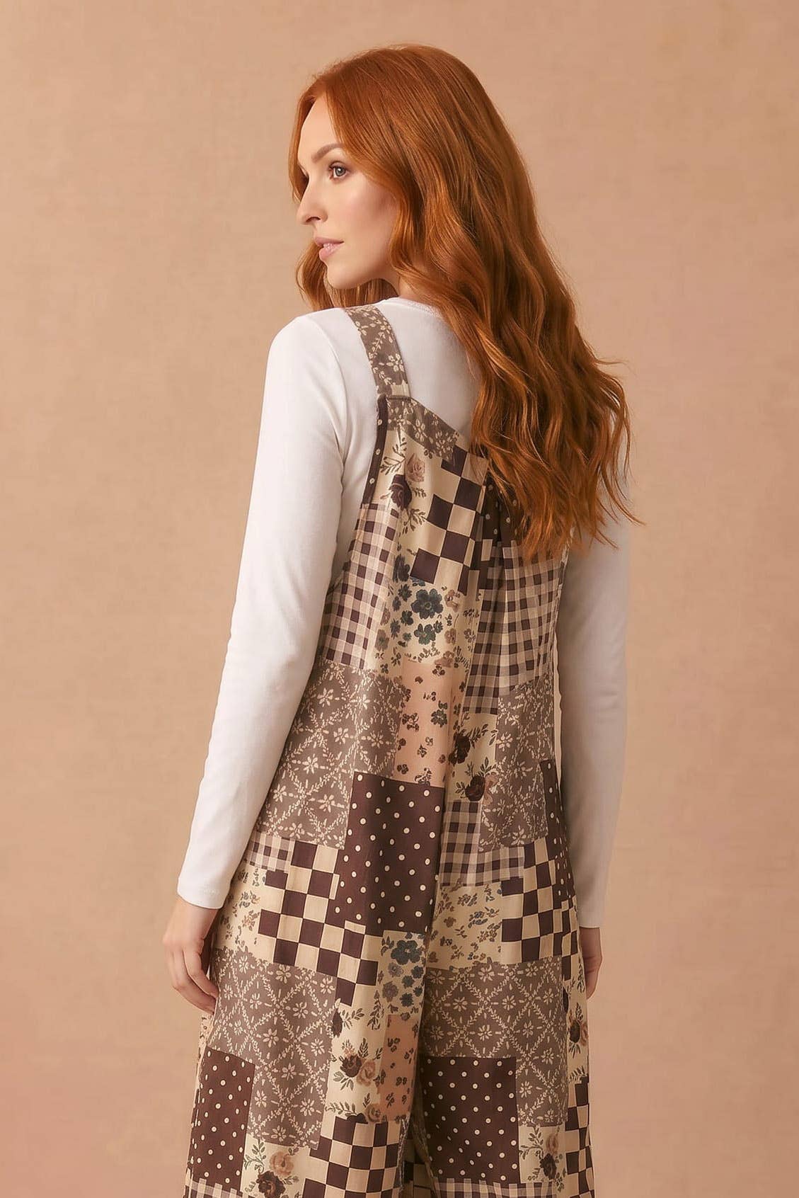 Floral Patchwork Wide Leg Overalls — image 3