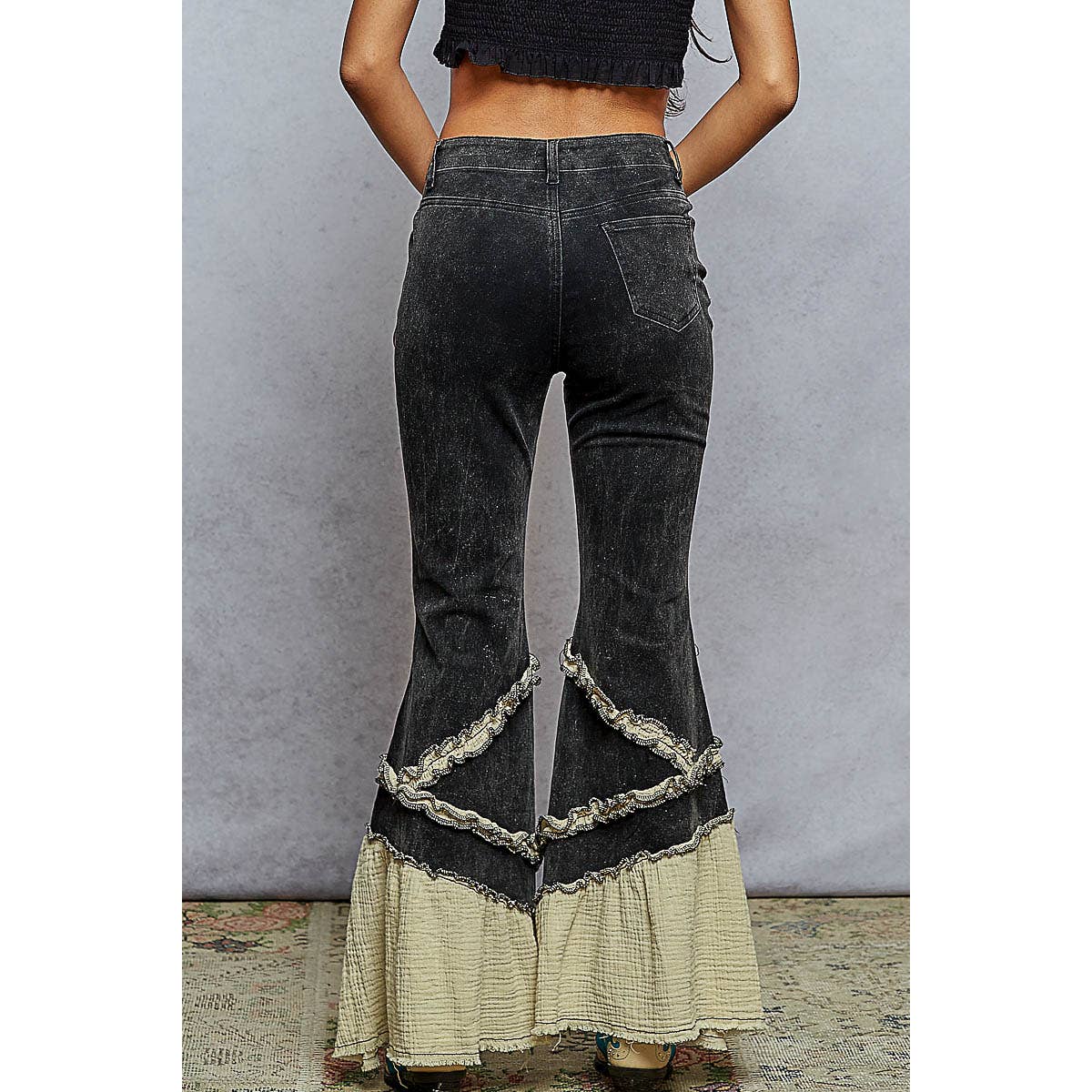 Vintage Washing Solid Double Gauze Ruffle Twill Pants — image 3