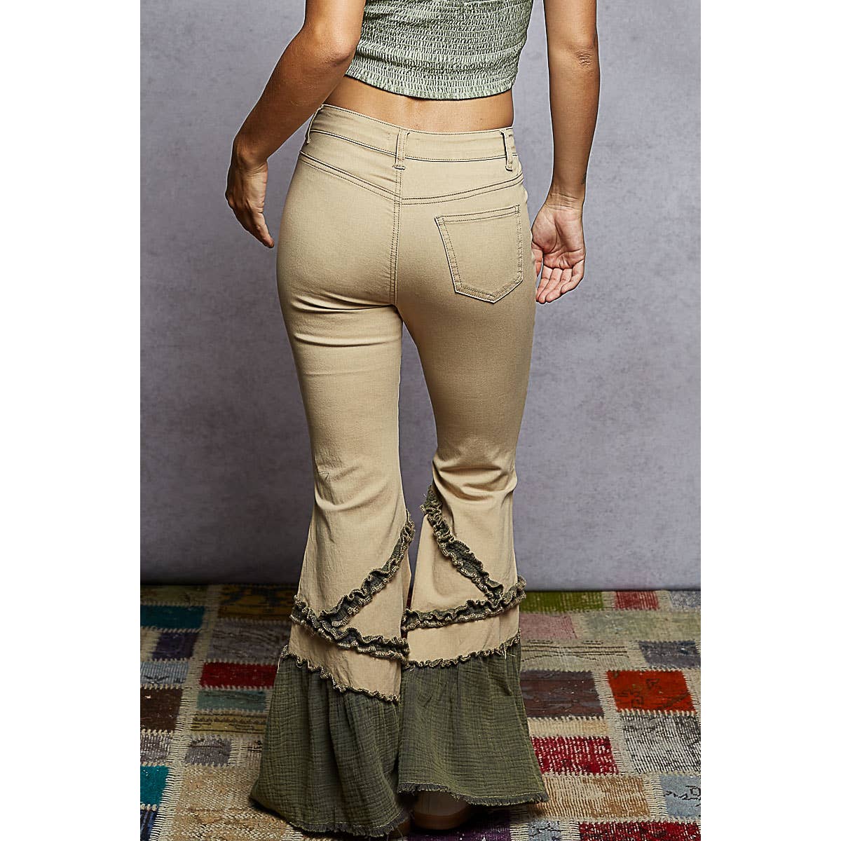 Vintage Washing Solid Double Gauze Ruffle Twill Pants — image 6