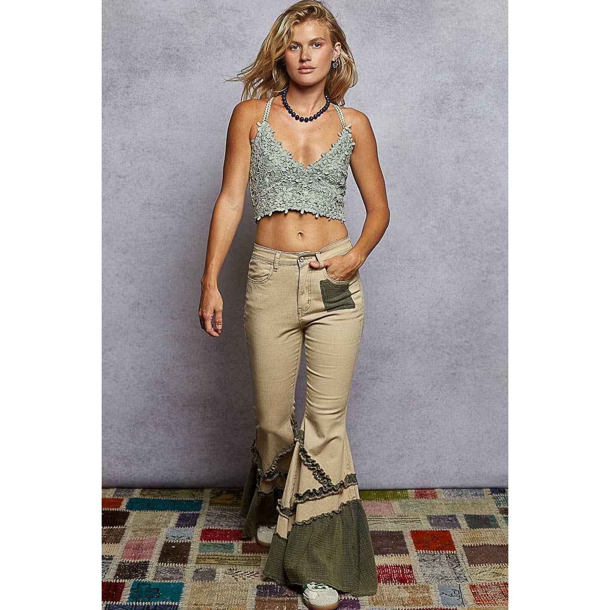 Vintage Washing Solid Double Gauze Ruffle Twill Pants — image 7