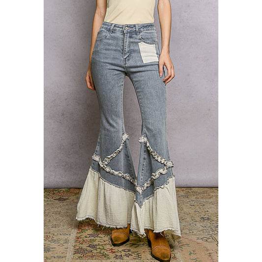 Vintage Washing Solid Double Gauze Ruffle Twill Pants — variant image 1